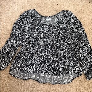Old Navy Black and White Printed Babydoll Blouse